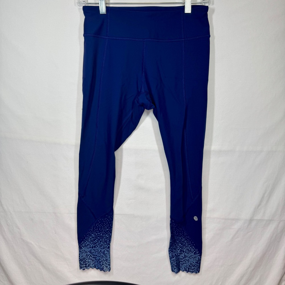 Lululemon‎ Run Speed Leggings Blue Dot Detail Athletic Pants Size 6